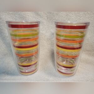 2 Tervis Fiesta 16 Oz Insulated Vintage Tumblers Multi Color Stripes